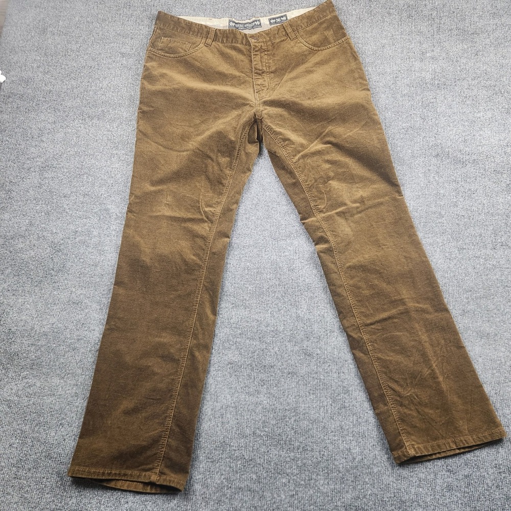 Enzo Denim Mens Brown Corduroy Straight Leg Pants Size 36 Tobacco Button Fly